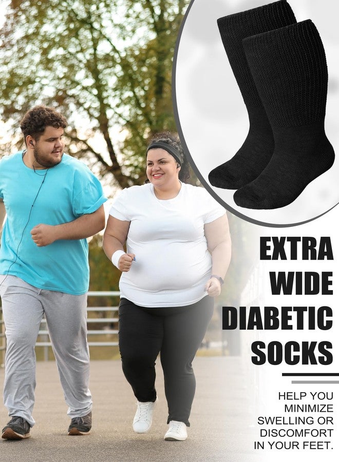 Bunnycool 4 Pairs Extra Wide Socks Swollen 30" Lymphedema Bariatric Socks Non Binding Loose Fit(Men 10-13,Assorted Color) - Image 5